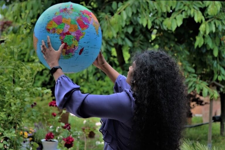 woman holding earth